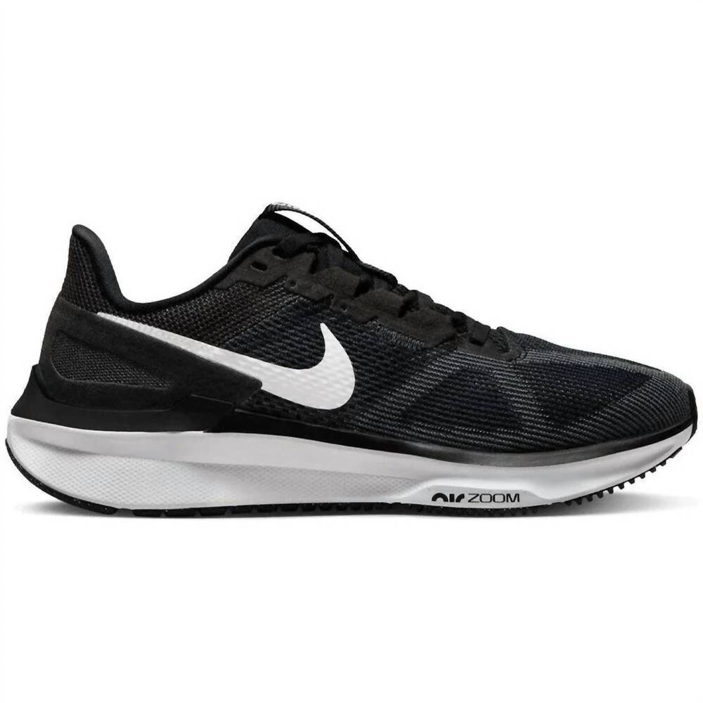NEW NIKE women's structure 25 running shoes in black/white/dark smoke grey